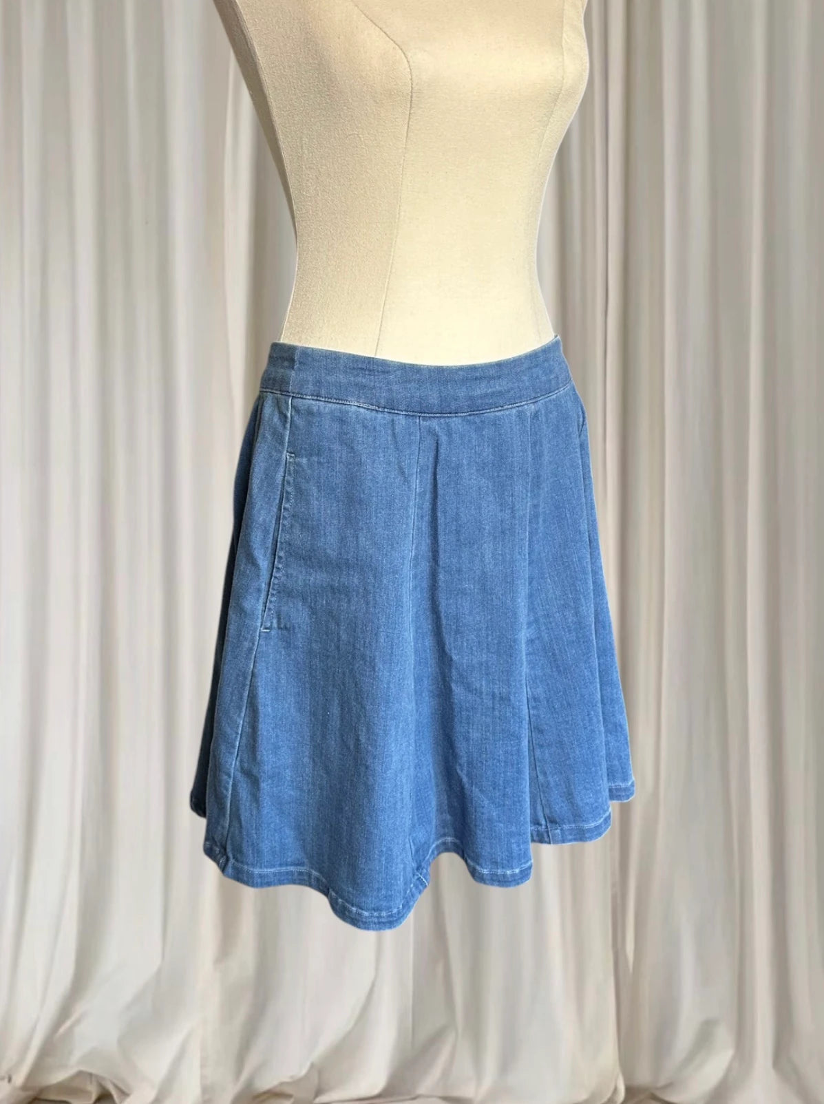 Dangerfield Skater A-Line Denim Blue Midi Skirt BNWT AU12 - Image 3