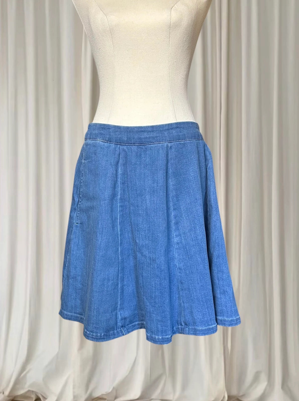 Dangerfield Skater A-Line Denim Blue Midi Skirt BNWT AU12 - Image 2