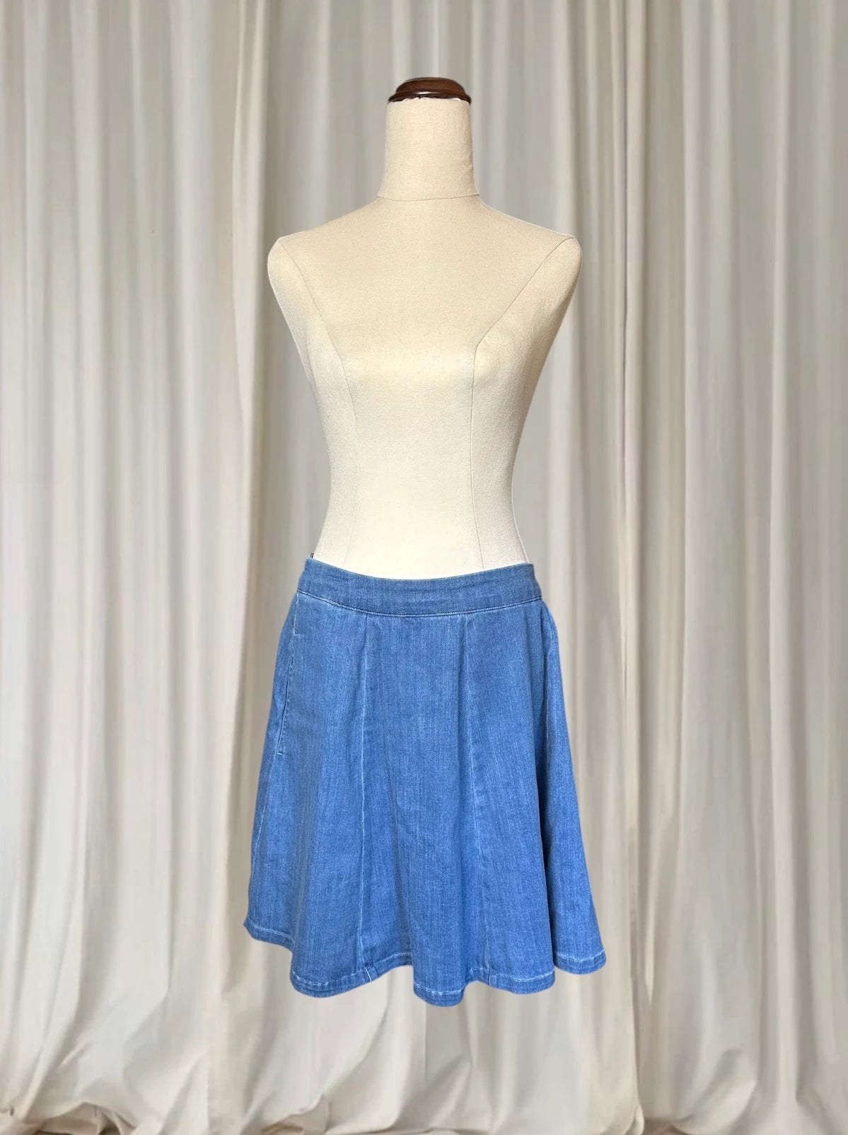 Dangerfield Skater A-Line Denim Blue Midi Skirt BNWT AU12 - Image 1