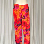 Vintage Floral Print Trousers - Vibrant Orange and Purple Pants Women's AU16 - Image 4
