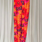 Vintage Floral Print Trousers - Vibrant Orange and Purple Pants Women's AU16 - Image 2