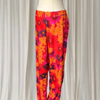 Vintage Floral Print Trousers - Vibrant Orange and Purple Pants Women's AU16 - Image 5