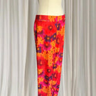 Vintage Floral Print Trousers - Vibrant Orange and Purple Pants Women's AU16 - Image 3