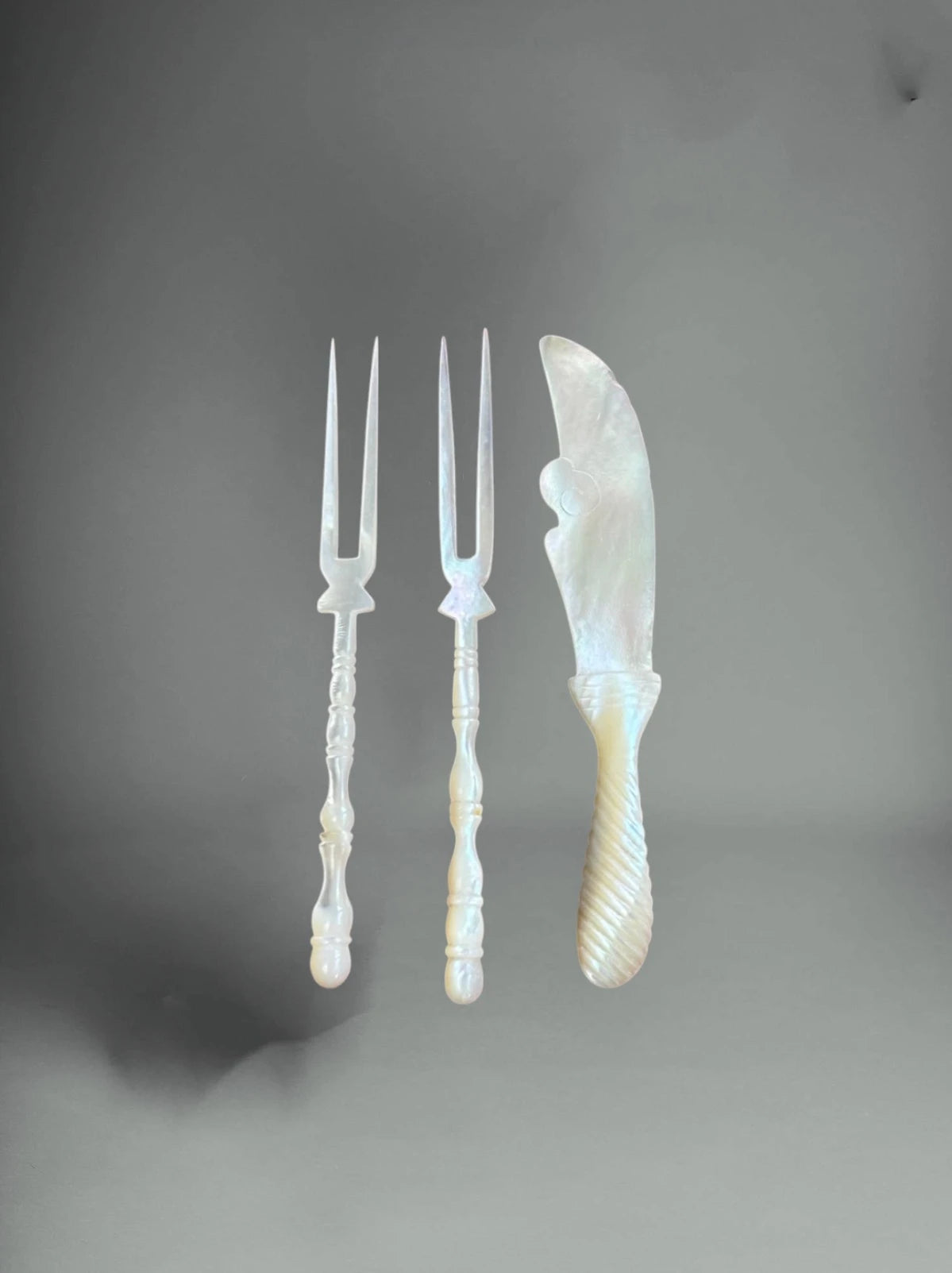 Antique Mother Of Pearl Serving Cocktail Cutlery Set Victorian (3 Piece) - Image 1
