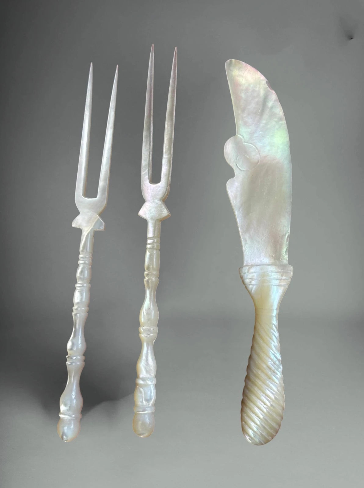 Antique Mother Of Pearl Serving Cocktail Cutlery Set Victorian (3 Piece) - Image 5