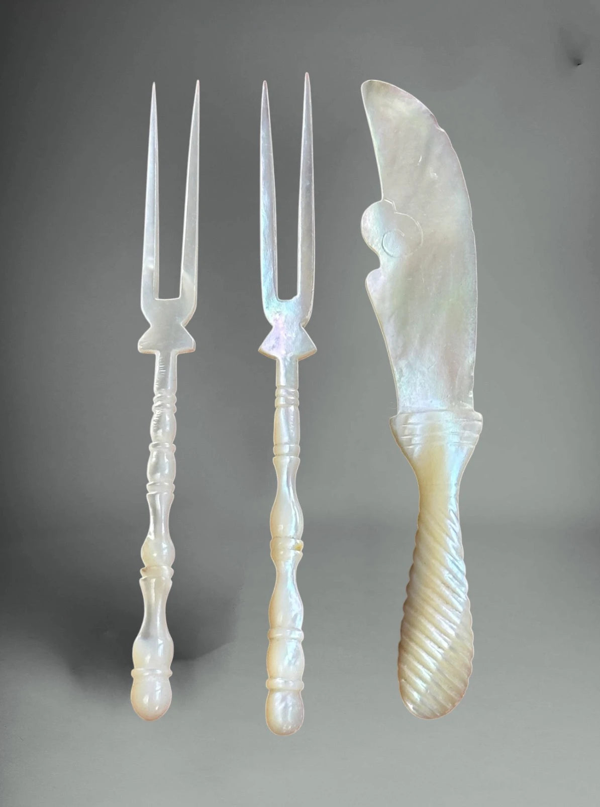 Antique Mother Of Pearl Serving Cocktail Cutlery Set Victorian (3 Piece) - Image 2
