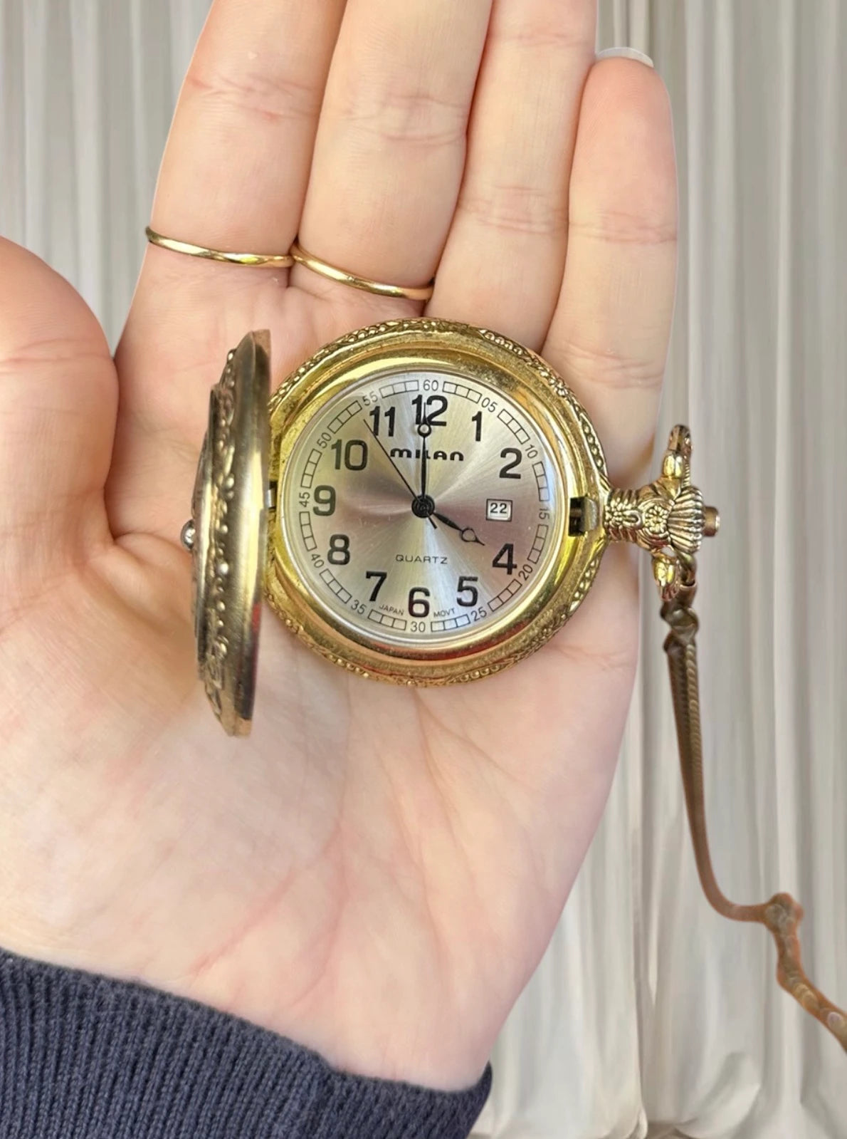 Vintage Milan #1 Dad Eagle Quartz Pocket Watch Japan Movement - Image 3