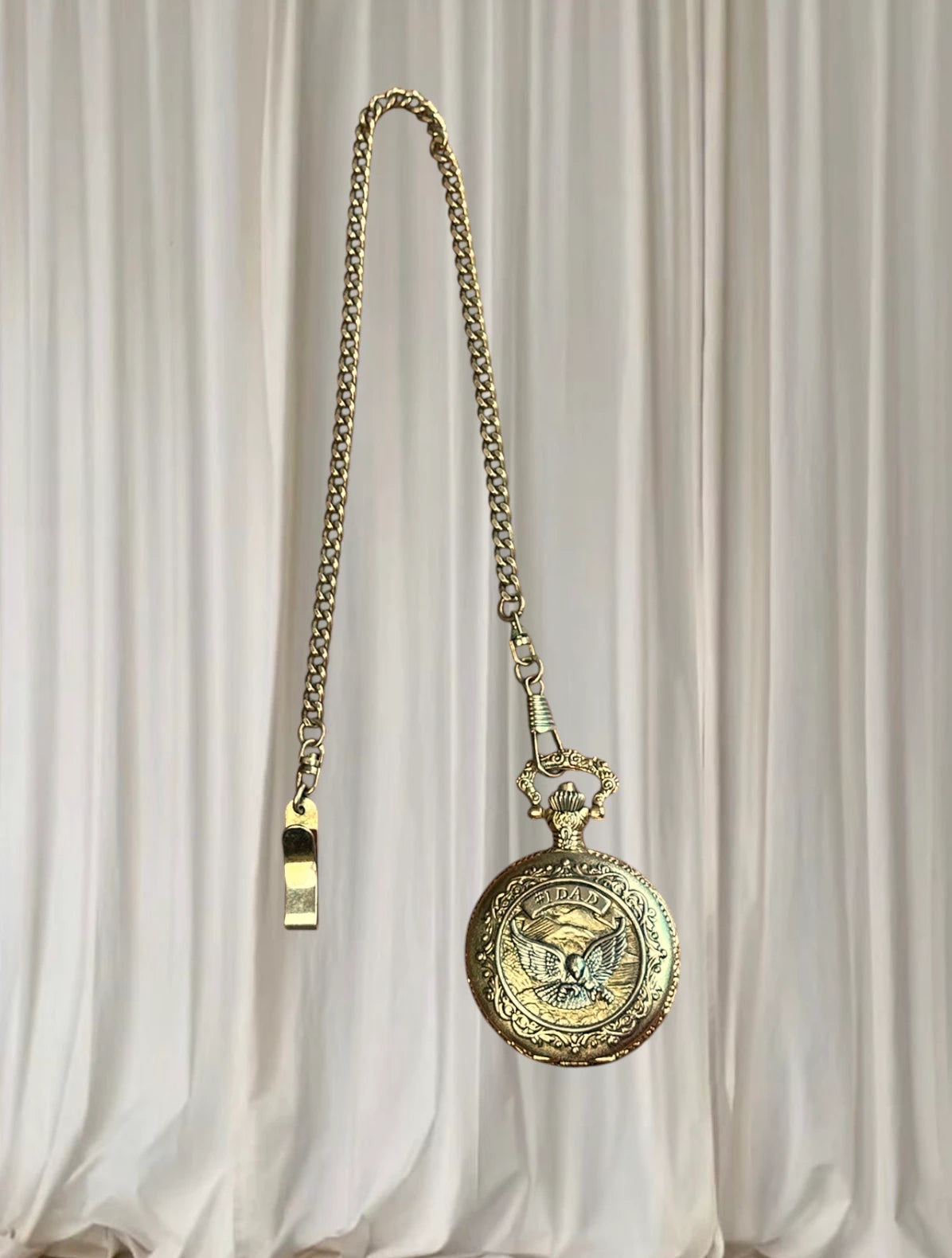 Vintage Milan #1 Dad Eagle Quartz Pocket Watch Japan Movement - Image 2