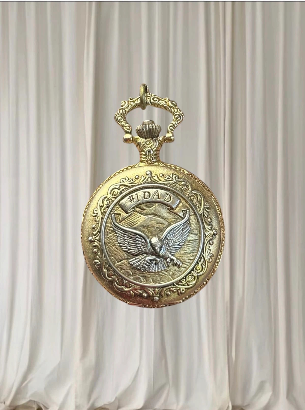 Vintage Milan #1 Dad Eagle Quartz Pocket Watch Japan Movement - Image 1