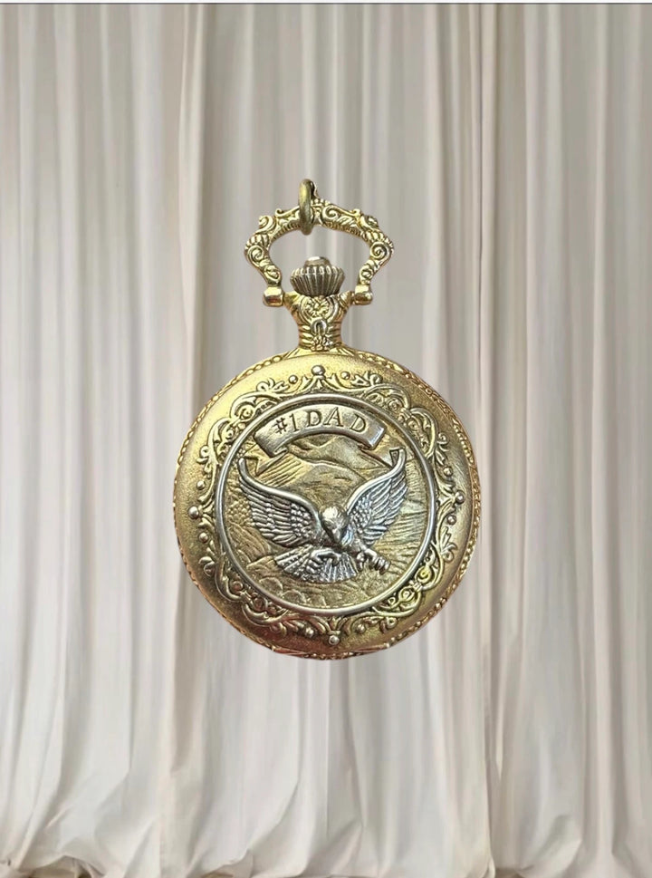 Vintage Milan #1 Dad Eagle Quartz Pocket Watch Japan Movement - Image 1