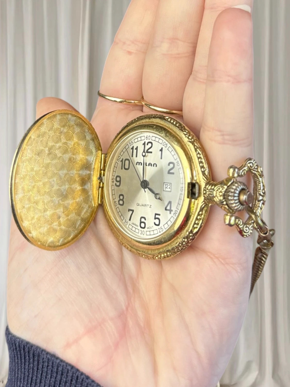 Vintage Milan #1 Dad Eagle Quartz Pocket Watch Japan Movement - Image 4