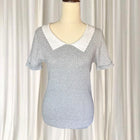 Review Grey Ribbed Knit Top - Short Sleeve With Peter Pan Collar AU10 - Image 2
