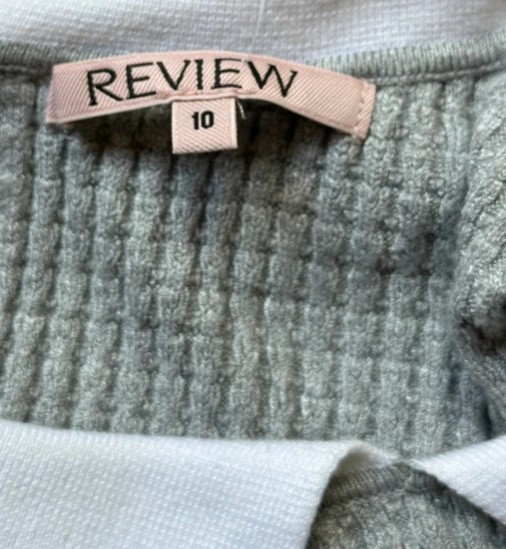 Review Grey Ribbed Knit Top - Short Sleeve With Peter Pan Collar AU10 - Image 6