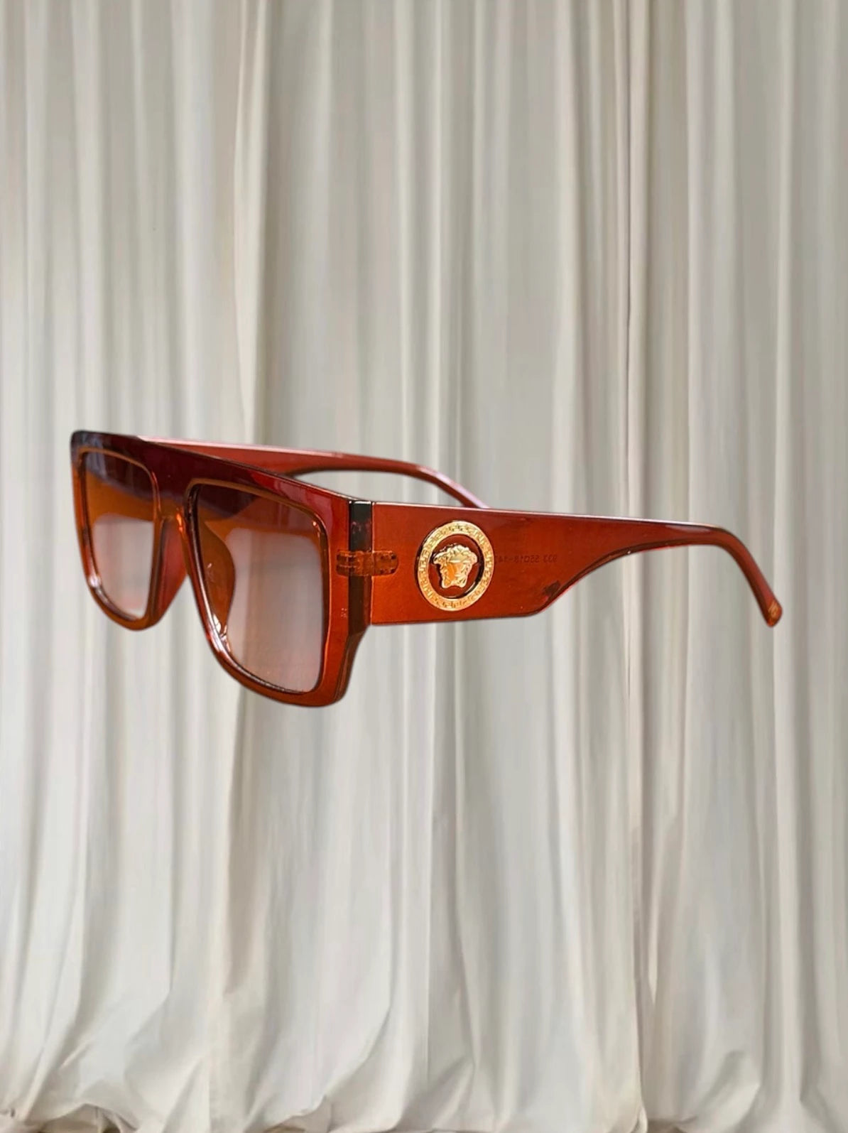 Y2K Medusa Biggie Sunglasses - Brown Transparent Acetate Frame - Image 1