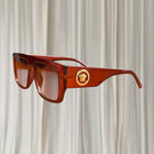 Y2K Medusa Biggie Sunglasses - Brown Transparent Acetate Frame - Image 1