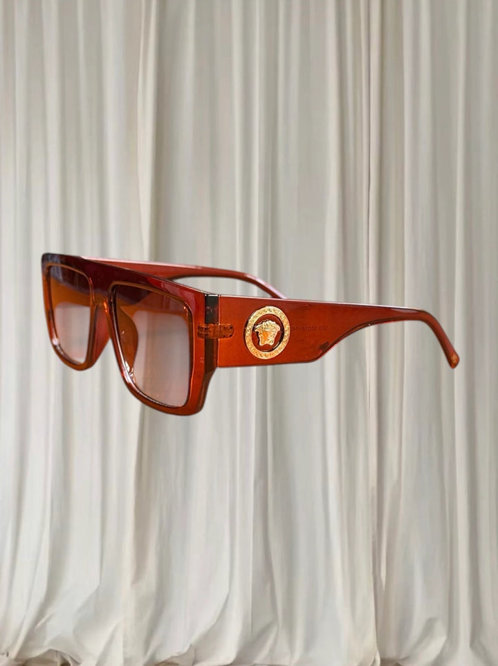 Y2K Medusa Biggie Sunglasses - Brown Transparent Acetate Frame - Image 1