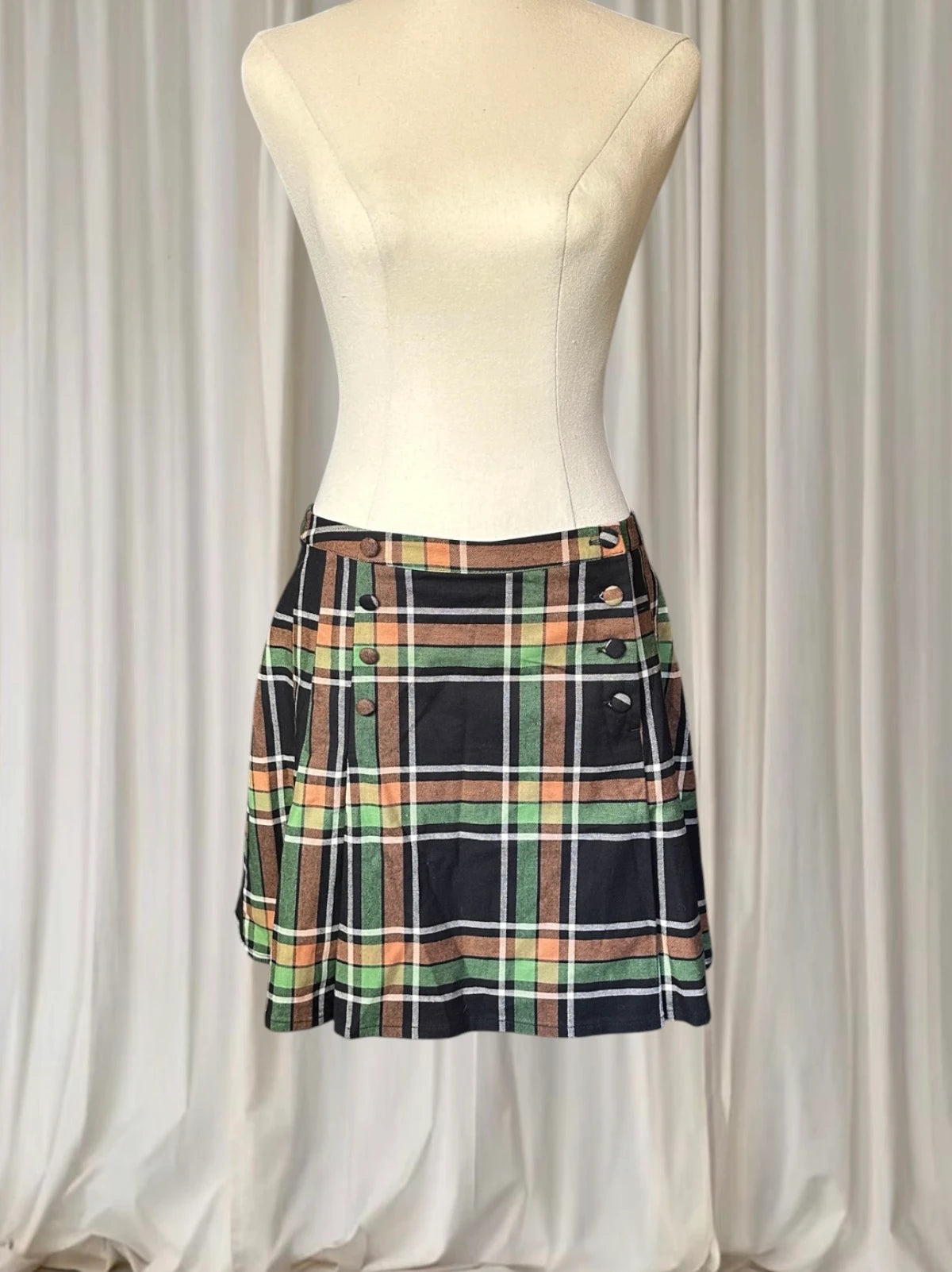 Black Friday Dangerfield Woodland Pleated Tartan Mini Skirt BNWT AU12  - Image 1
