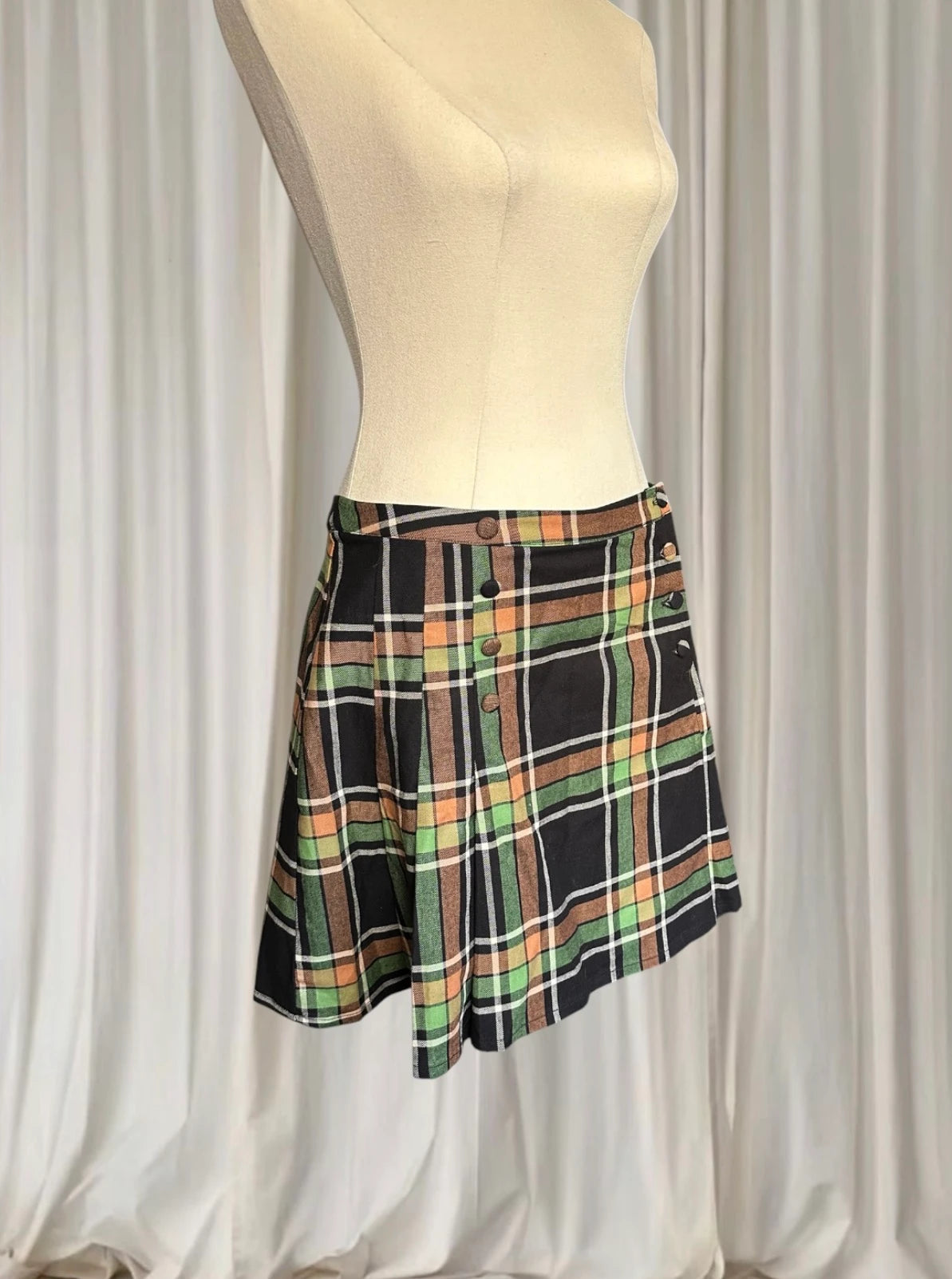 Black Friday Dangerfield Woodland Pleated Tartan Mini Skirt BNWT AU12  - Image 2