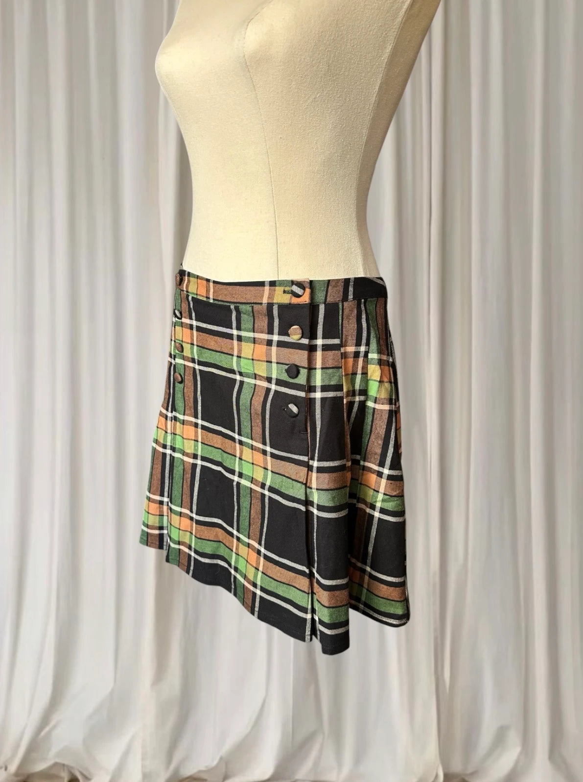 Black Friday Dangerfield Woodland Pleated Tartan Mini Skirt BNWT AU12  - Image 3
