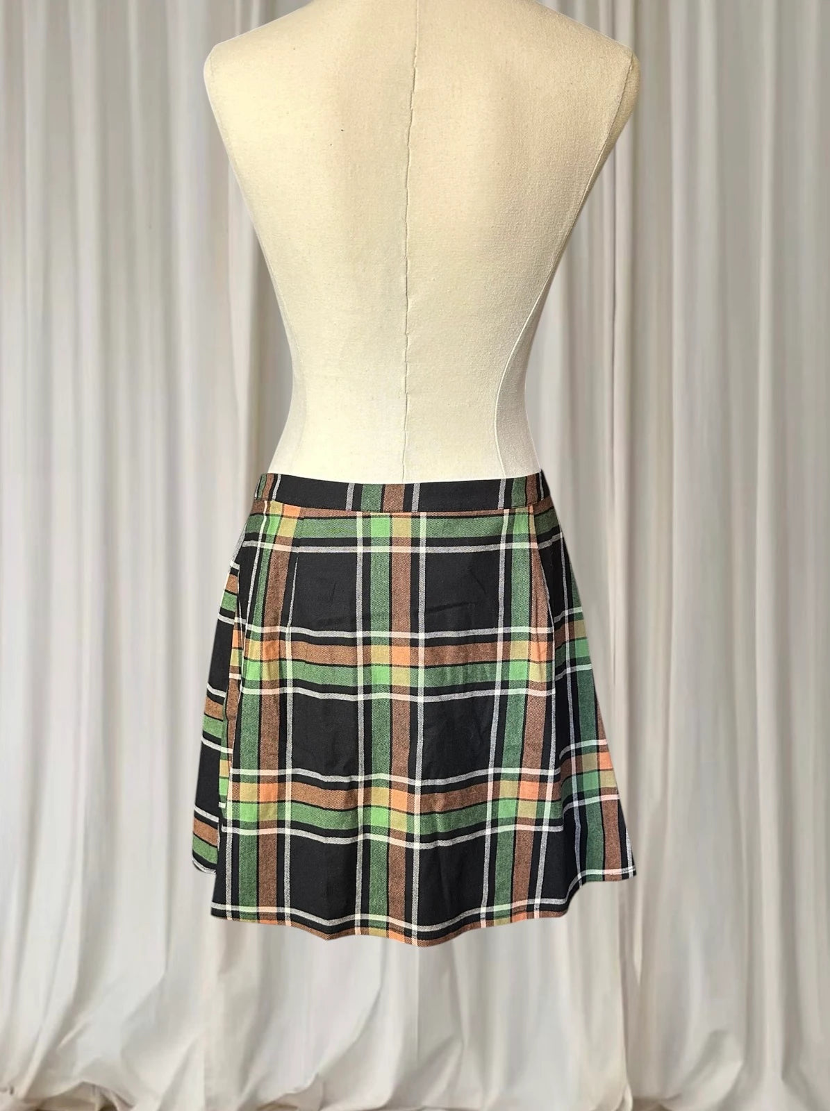 Black Friday Dangerfield Woodland Pleated Tartan Mini Skirt BNWT AU12  - Image 4