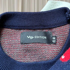 Cherry Print Y2K Sweater - Navy Red Knit Pullover Top S-M - Image 6