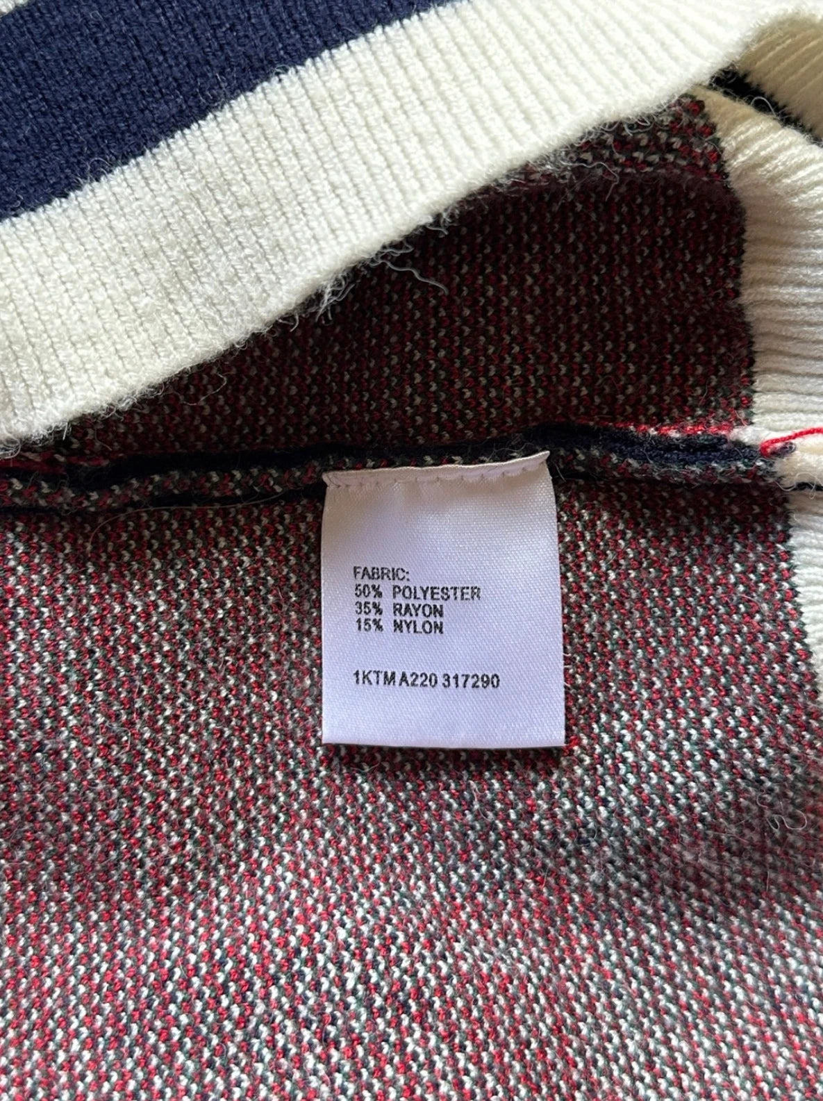 Cherry Print Y2K Sweater - Navy Red Knit Pullover Top S-M - Image 7