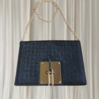 Nina Valero Quilted Hair-on-Hide Crossbody Bag - Gold-Tone Chain Detail - Image 1