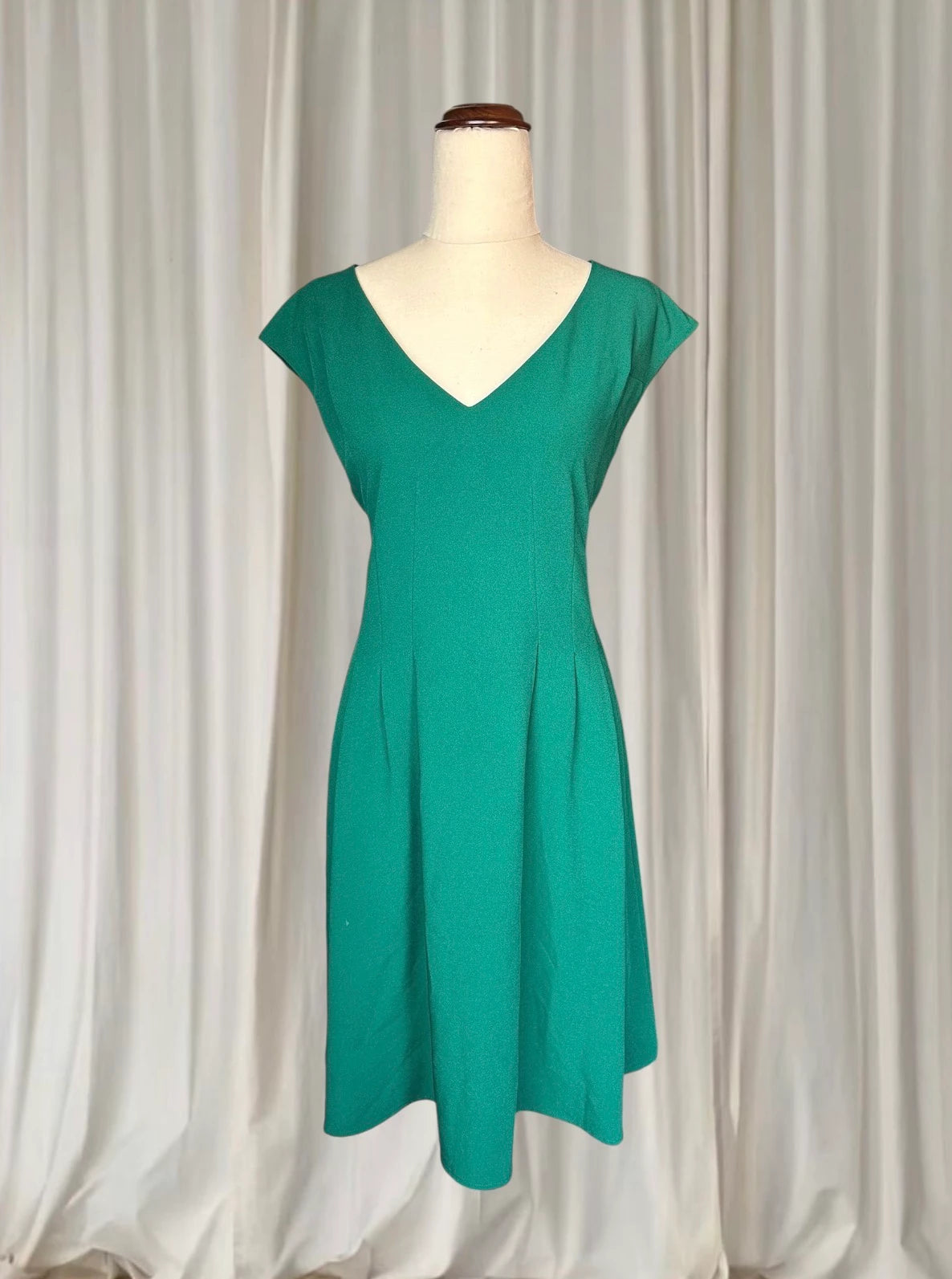 Peter Morrissey Vintage Style Emerald Green V-Neck A-Line Dress AU16 - Image 2