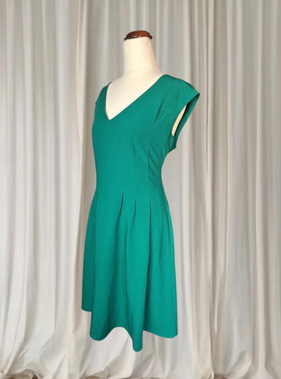 Peter Morrissey Vintage Style Emerald Green V-Neck A-Line Dress AU16 - Image 4
