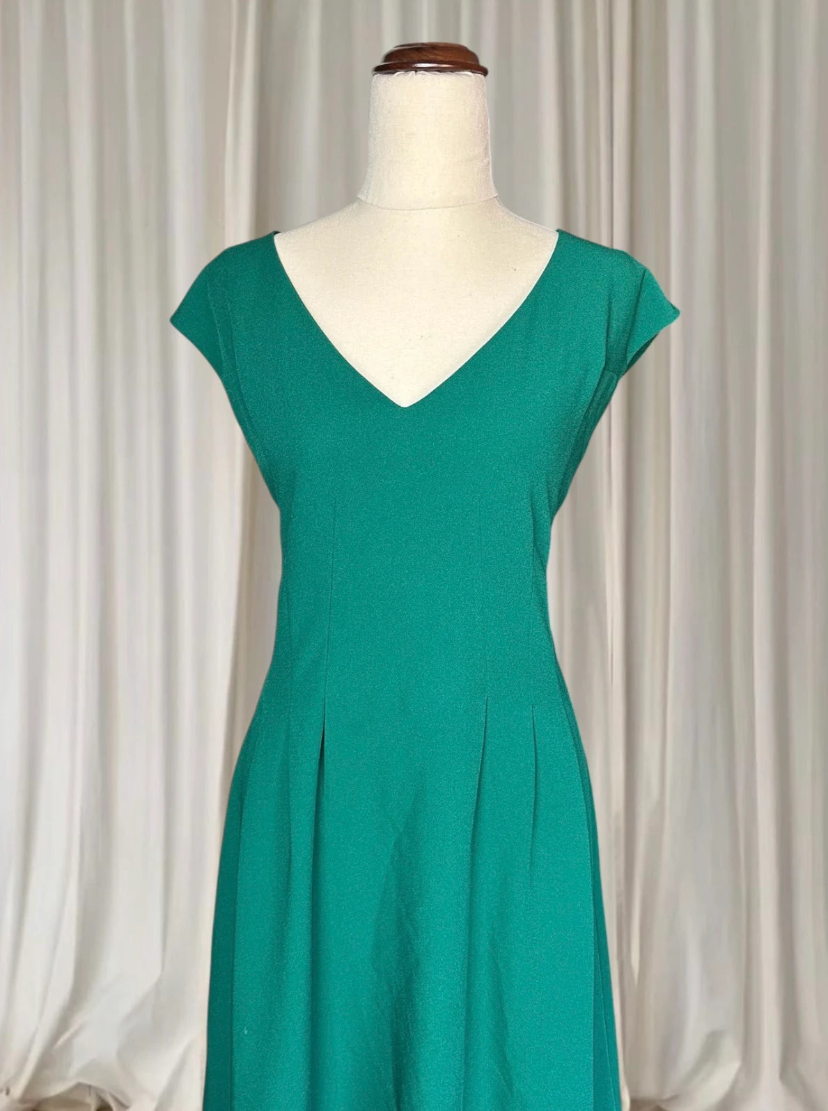 Peter Morrissey Vintage Style Emerald Green V-Neck A-Line Dress AU16 - Image 5
