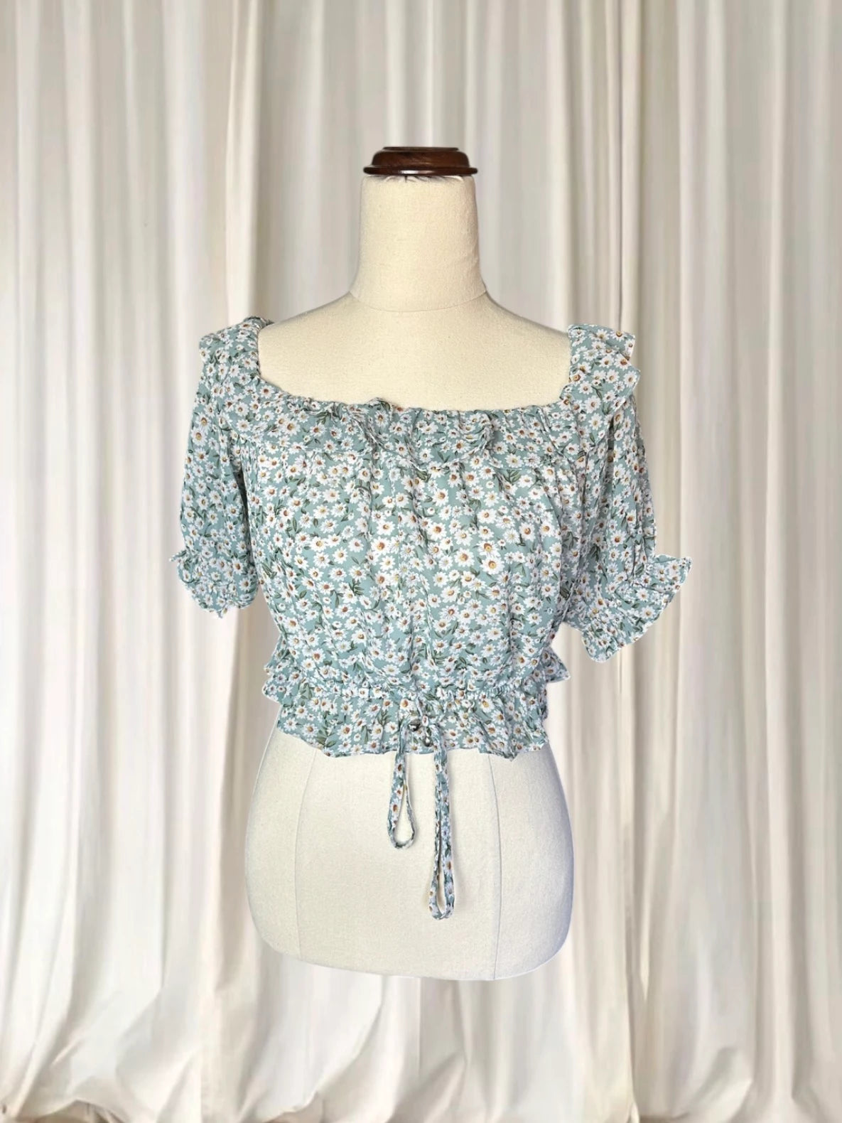Boho Spring Floral Off-Shoulder Crop Top - Flattering Ruffled Summer Style AU8 - Image 3
