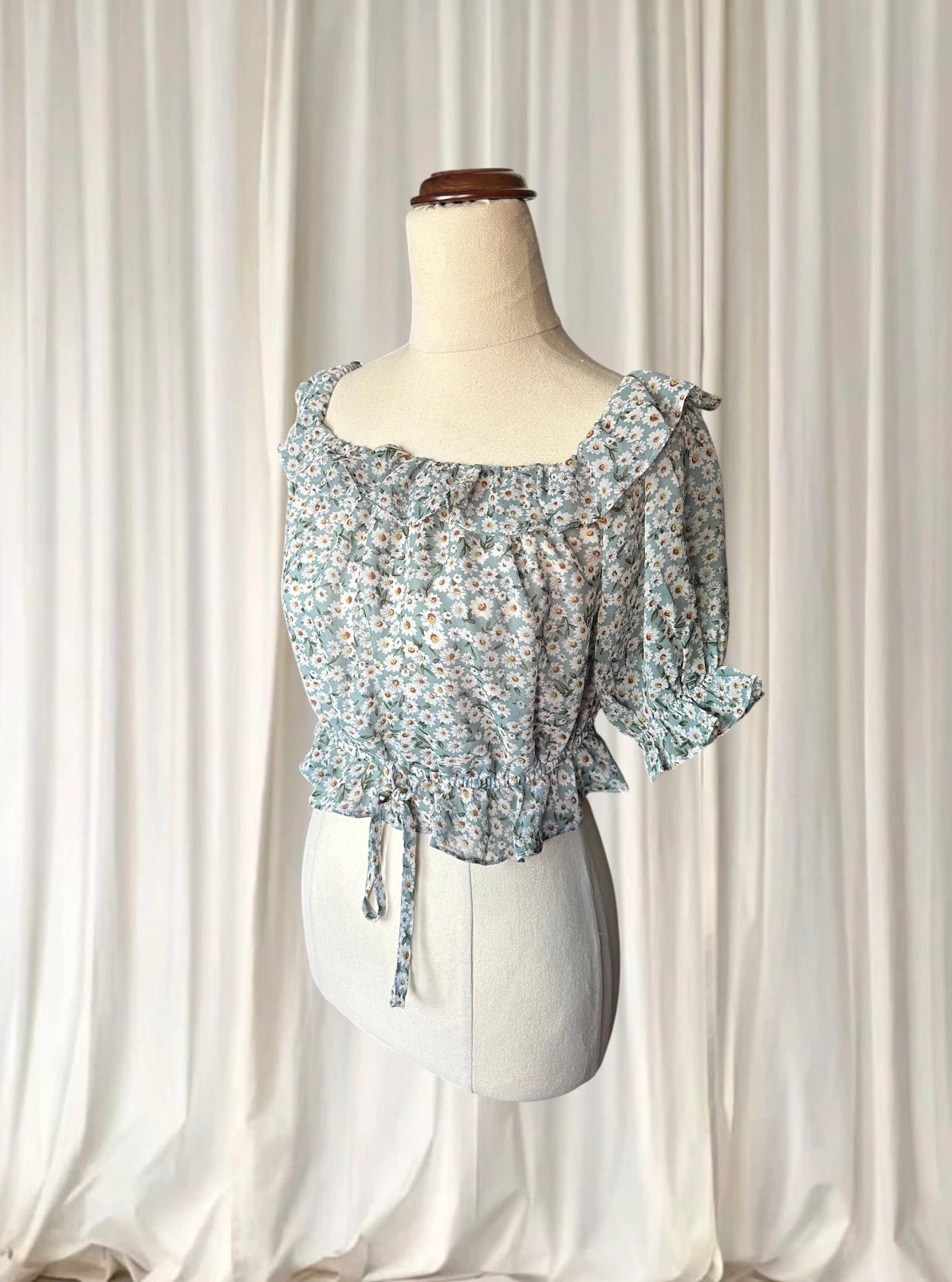 Boho Spring Floral Off-Shoulder Crop Top - Flattering Ruffled Summer Style AU8 - Image 5