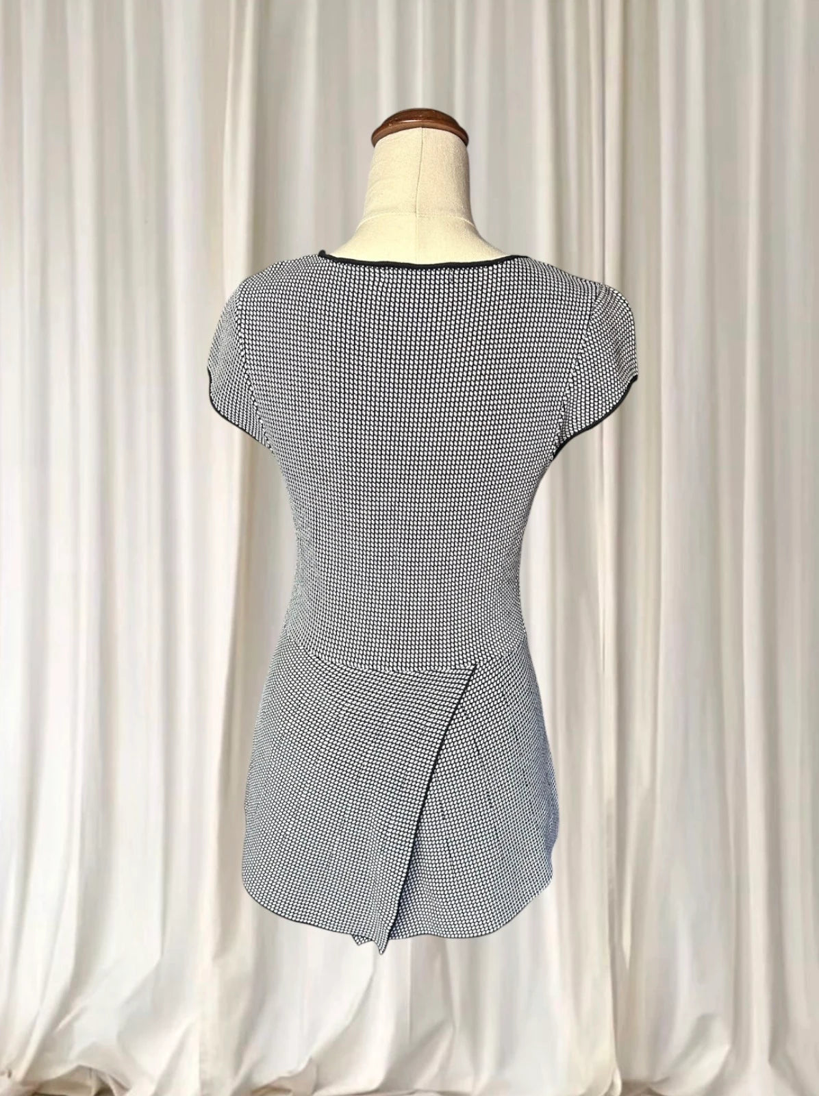 Portmans Houndstooth Peplum Top - Chic Short-Sleeve Knit Blouse XS - Image 5