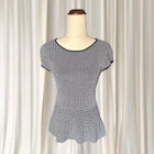 Portmans Houndstooth Peplum Top - Chic Short-Sleeve Knit Blouse XS - Image 1