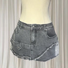 Grunge Black Denim Cargo Mini Skirt - Vintage Style BNWT L - Image 3