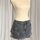 Grunge Black Denim Cargo Mini Skirt - Vintage Style BNWT L - Image 6
