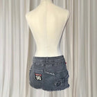 Grunge Black Denim Cargo Mini Skirt - Vintage Style BNWT L - Image 7