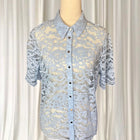 Portmans Lace Sheer Pastel Blue Button-Down Shirt AU10 BNWT RRP$99.95 - Image 3