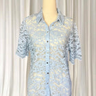 Portmans Lace Sheer Pastel Blue Button-Down Shirt AU10 BNWT RRP$99.95 - Image 2