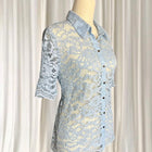 Portmans Lace Sheer Pastel Blue Button-Down Shirt AU10 BNWT RRP$99.95 - Image 4
