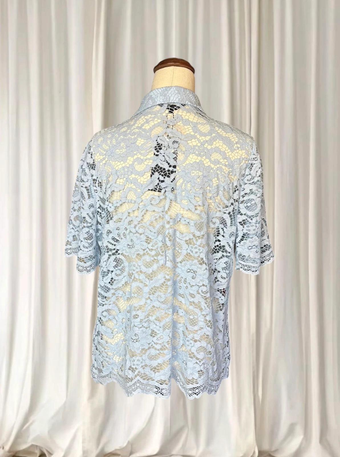 Portmans Lace Sheer Pastel Blue Button-Down Shirt AU10 BNWT RRP$99.95 - Image 6