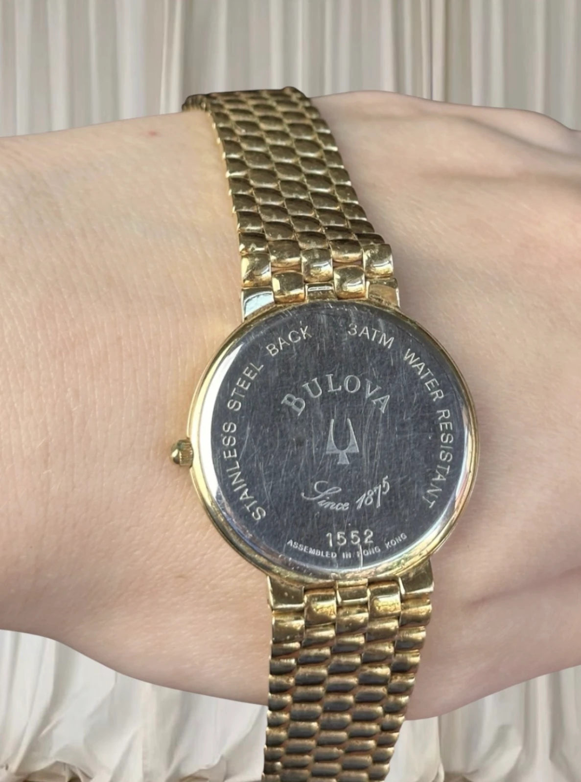 BULOVA 1552 Vintage Gold Plated Quartz 32MM Slim Dress Watch 20CM L - Image 4