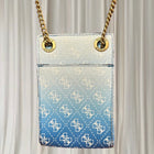 Guess Noelle Flap Chit Chat Crossbody Phone Bag Blue White Ombre Monogram - Image 4