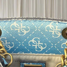 Guess Noelle Flap Chit Chat Crossbody Phone Bag Blue White Ombre Monogram - Image 5