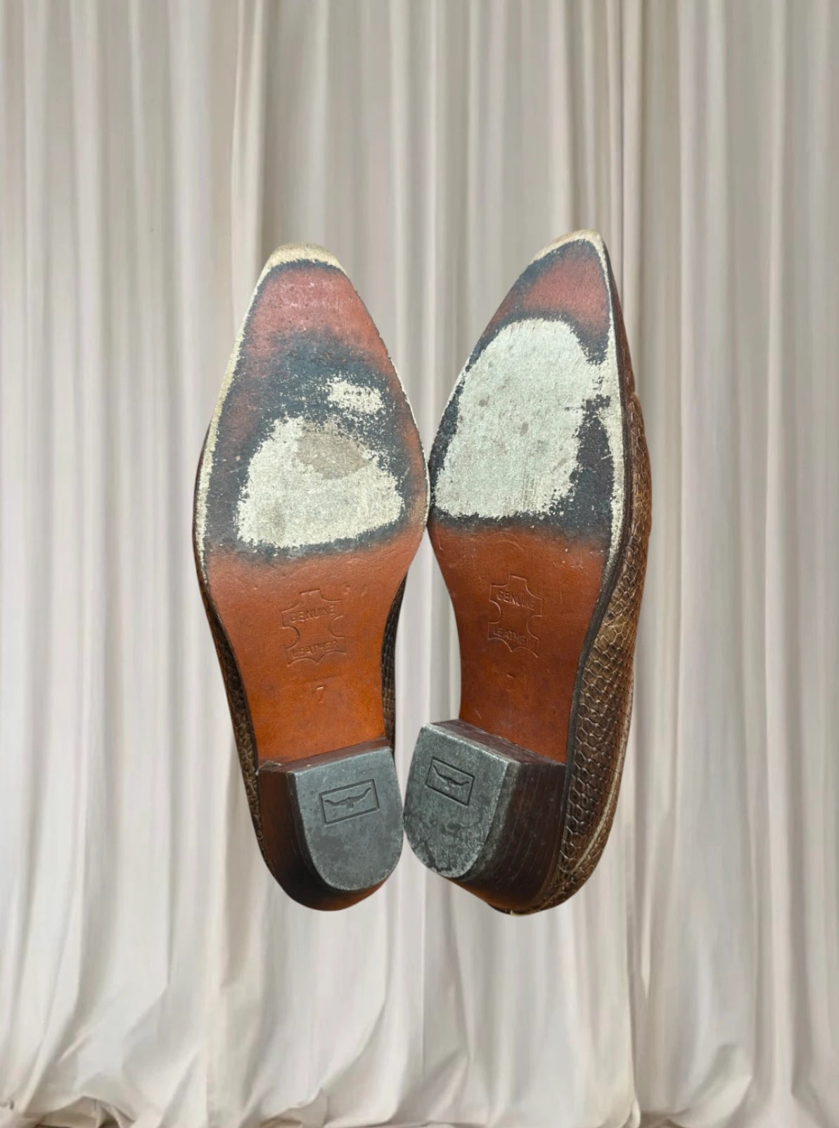R.M. Williams Cuban Cowboy Mules Snake Skin Print Leather Women's AU7 - Image 7