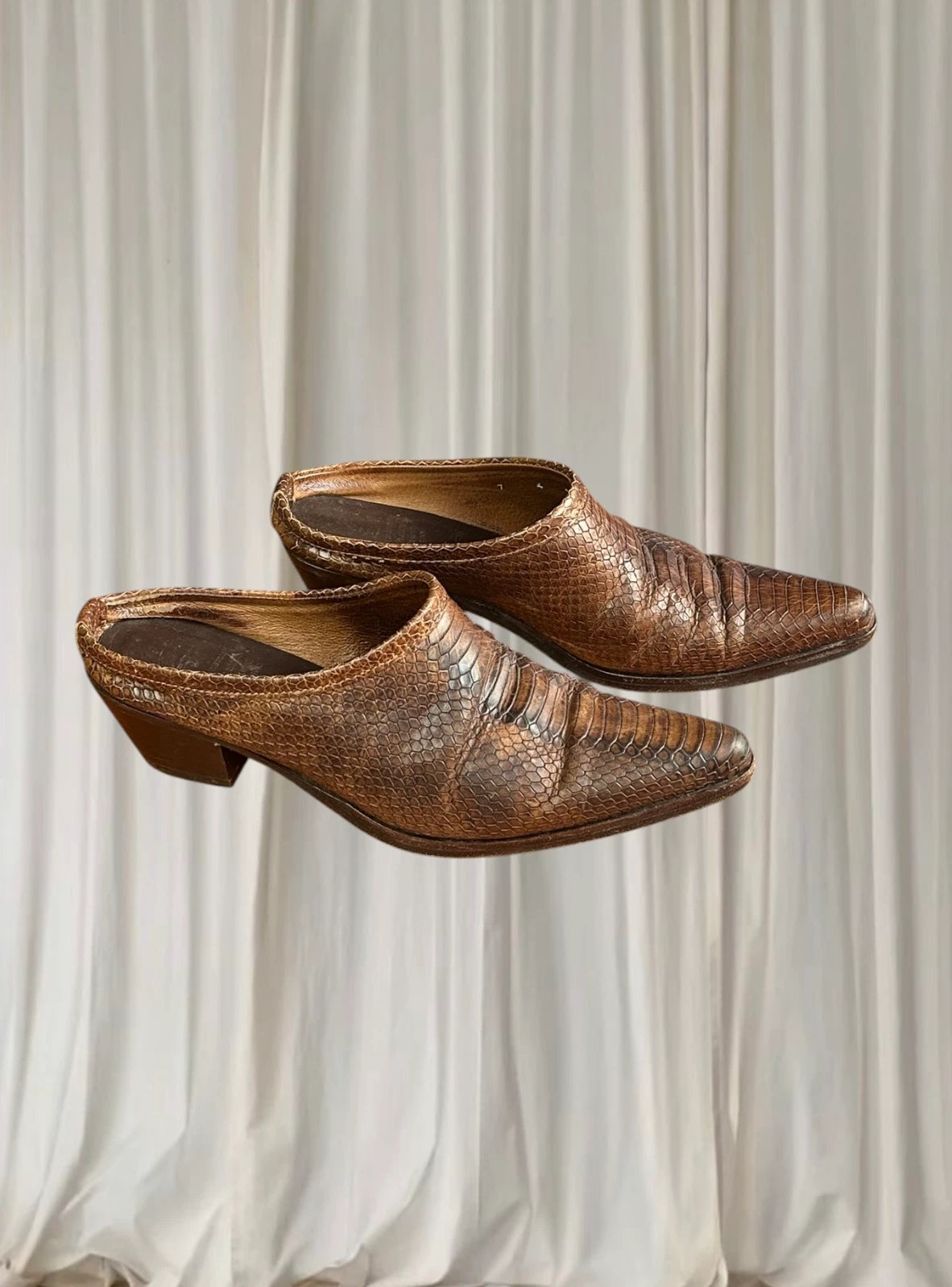R.M. Williams Cuban Cowboy Mules Snake Skin Print Leather Women's AU7 - Image 1
