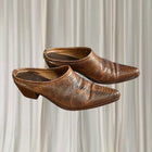 R.M. Williams Cuban Cowboy Mules Snake Skin Print Leather Women's AU7 - Image 1