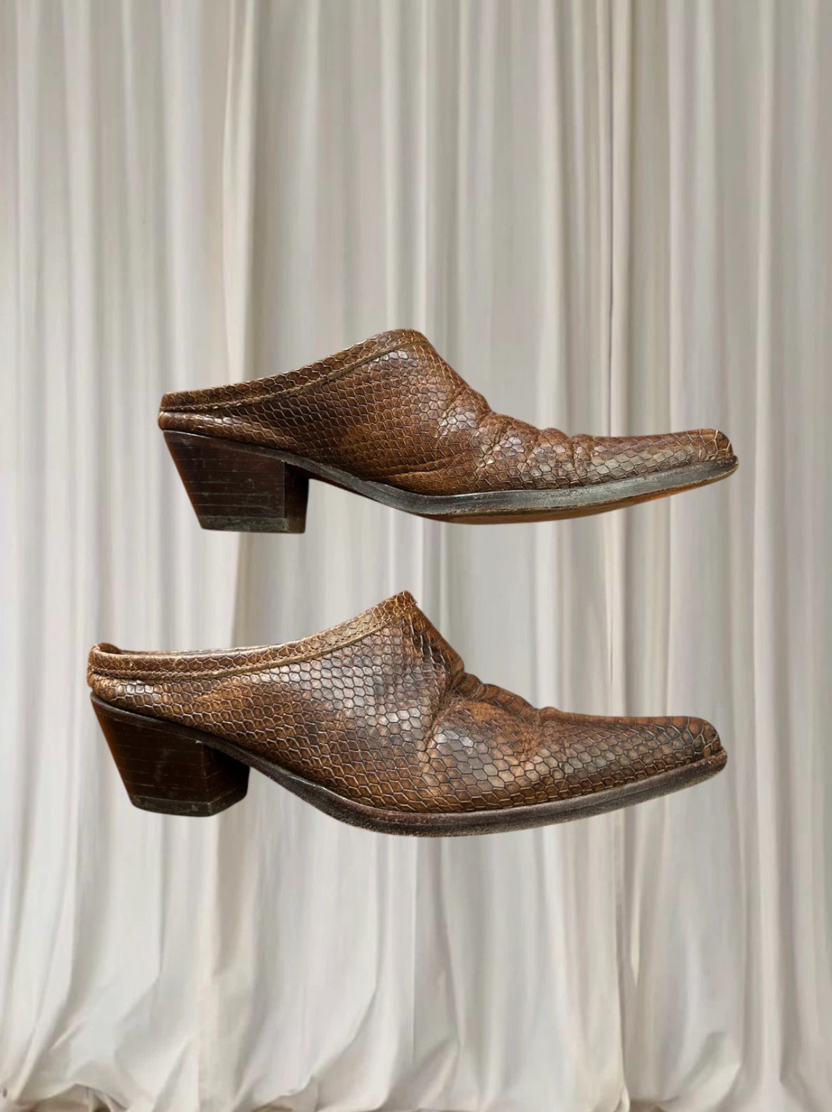 R.M. Williams Cuban Cowboy Mules Snake Skin Print Leather Women's AU7 - Image 4