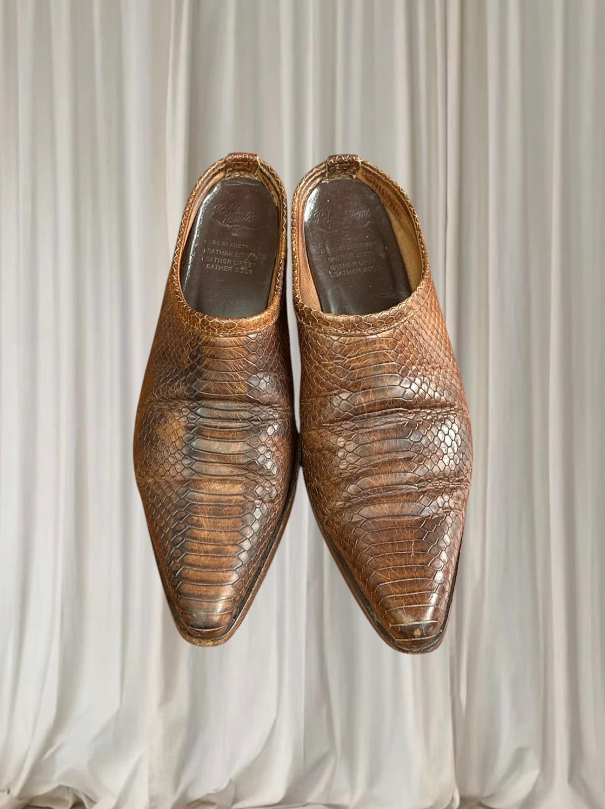 R.M. Williams Cuban Cowboy Mules Snake Skin Print Leather Women's AU7 - Image 3