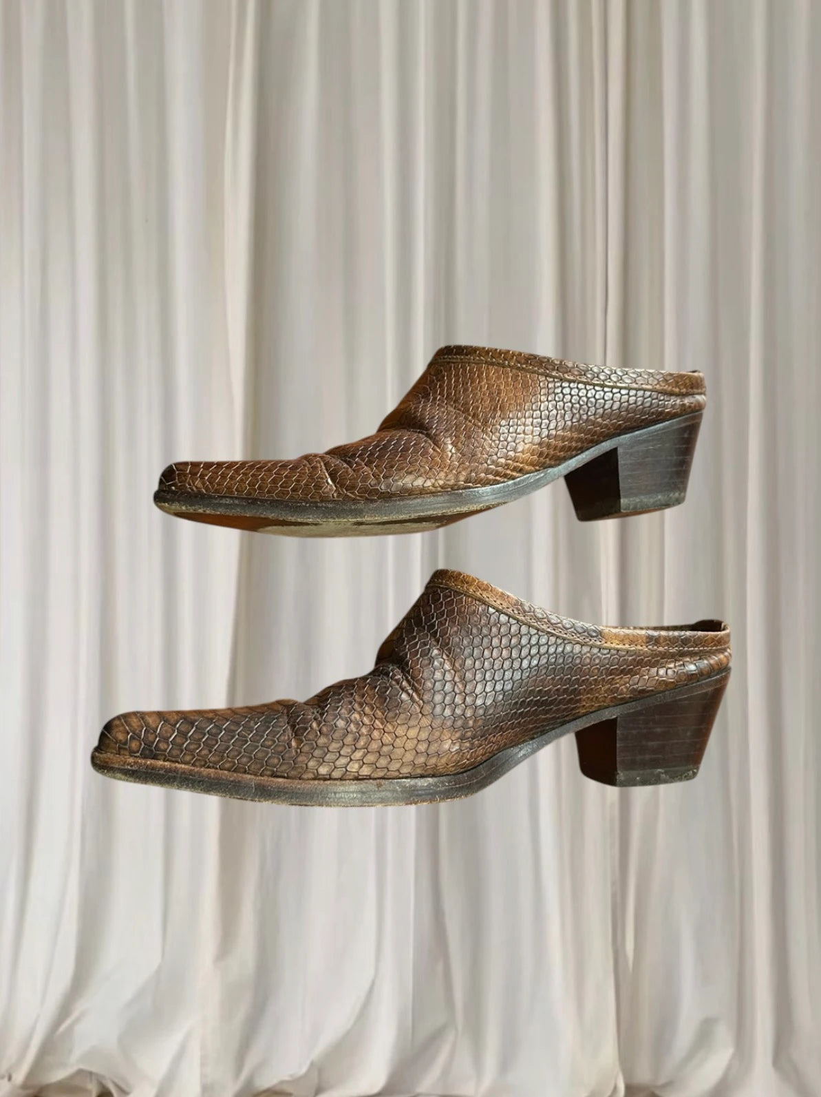 R.M. Williams Cuban Cowboy Mules Snake Skin Print Leather Women's AU7 - Image 5